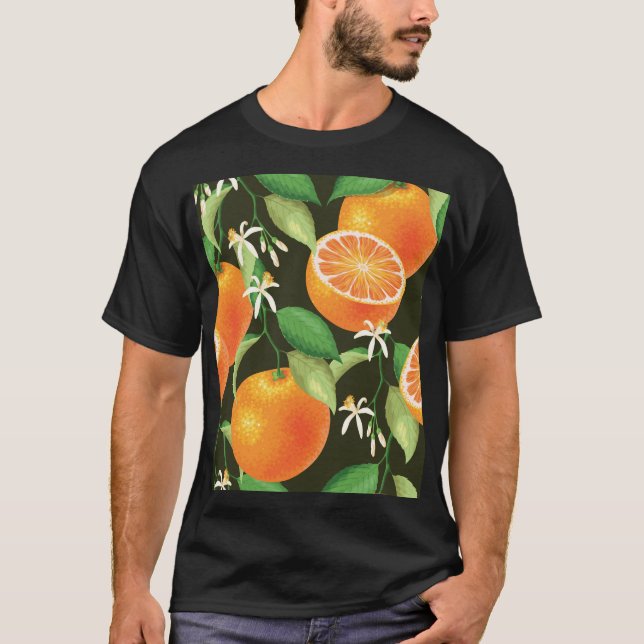 Vibrant Orange Seamless Pattern Design T-Shirt (Front)