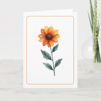 Vibrant Orange Sunflower Blank Folded Greeting  Card
