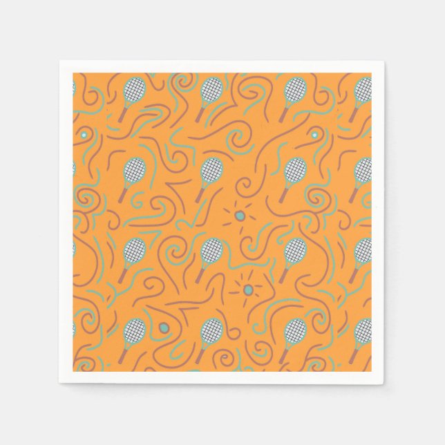 Vibrant Orange Tennis Pattern  Napkin (Front)