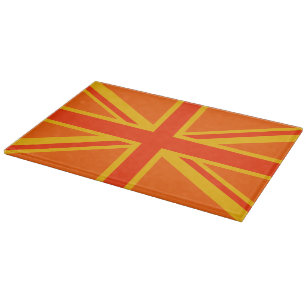 Vibrant Orange Union Jack British Flag Swag Cutting Board