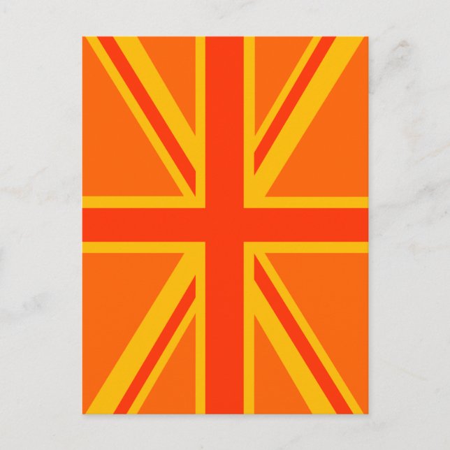 Vibrant Orange Union Jack British Flag Swag Postcard (Front)