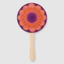 Vibrant Orange with Purple Floral Kaleidoscope