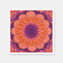 Vibrant Orange with Purple Floral Kaleidoscope