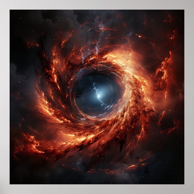 Vibrant Orange Worm Hole Rift in Space Poster (Front)