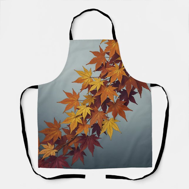 Vibrant Orange Yellow Maple Leaves Fall Foliage Apron (Front)