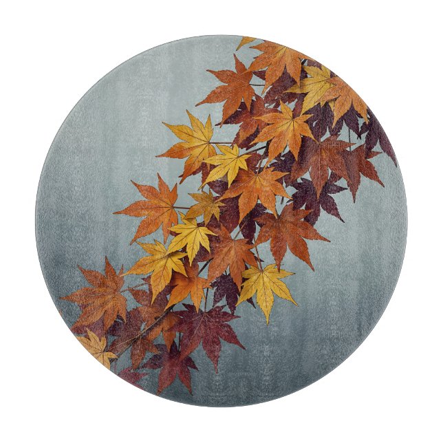 Vibrant Orange Yellow Maple Leaves Fall Foliage Cutting Board (Front)