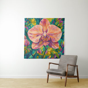 Vibrant Orchid Flower Colorful Wall Art Tapestry