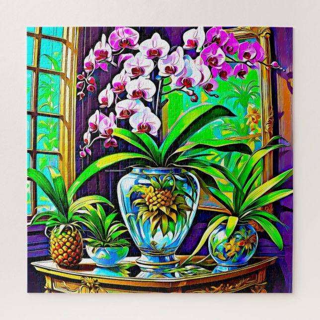 Vibrant Orchid Haven Jigsaw Puzzle (Vertical)