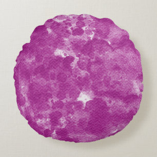 Vibrant Orchid Magenta Watercolor Art Round Cushion