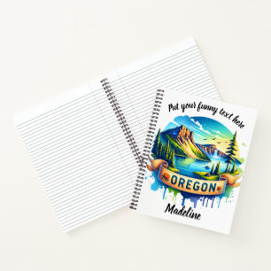 Vibrant Oregon landscape with mountains and lake Notebook