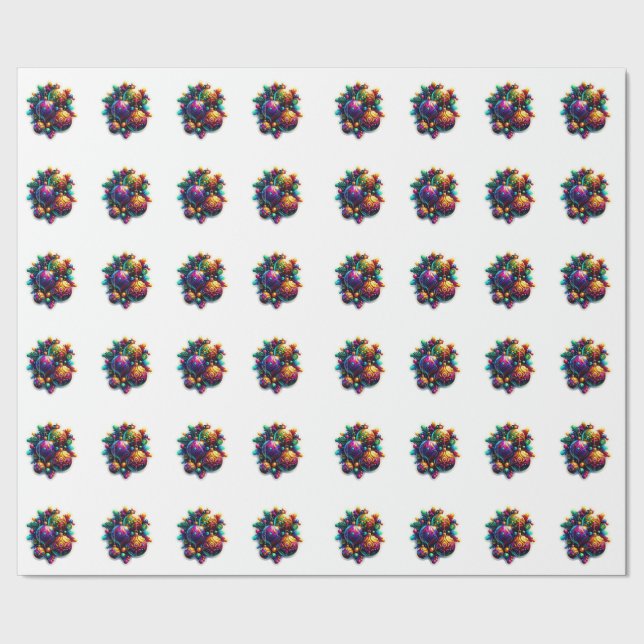 Vibrant ornaments ai art wrapping paper (Seam)