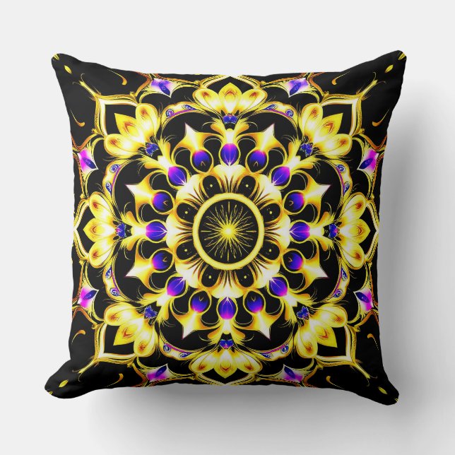 Vibrant Ornate Mandala Design Cushion (Front)