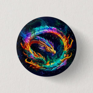 Vibrant Ouroboros Dragon Art Symbol 3 Cm Round Badge