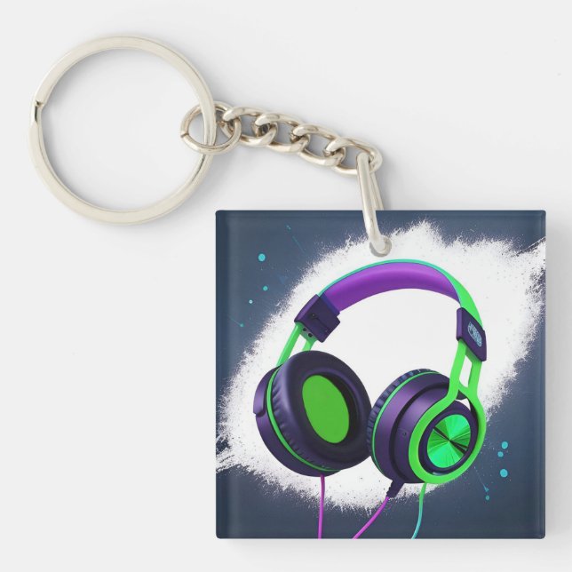 Vibrant Over-Ear Headphones Key Ring (Front)