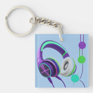 Vibrant Over-Ear Headphones Key Ring