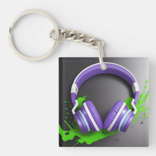 Vibrant Over-Ear Headphones Key Ring