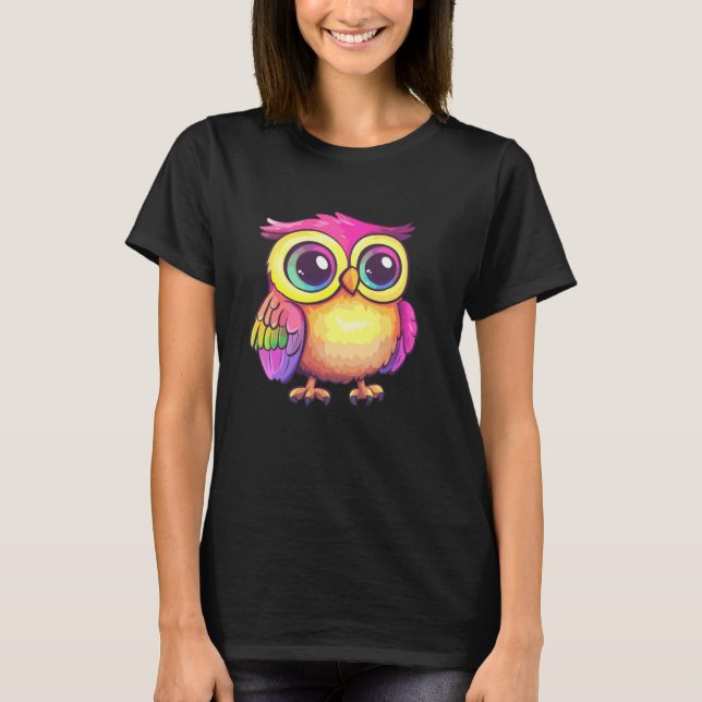 Vibrant Owl Illustration T-Shirt (Front)