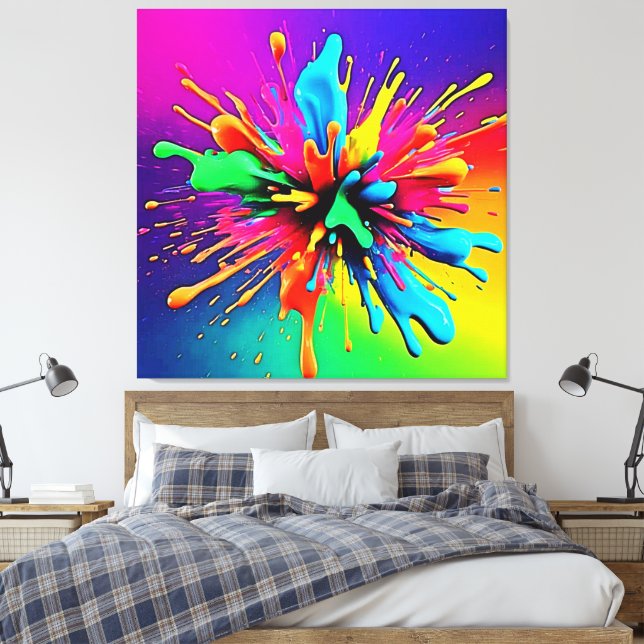 Vibrant Paint Burst Design Canvas Print (Insitu(Bedroom))