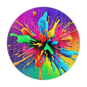 Vibrant Paint Burst Design Cutting Board