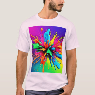 Vibrant Paint Burst Design T-Shirt