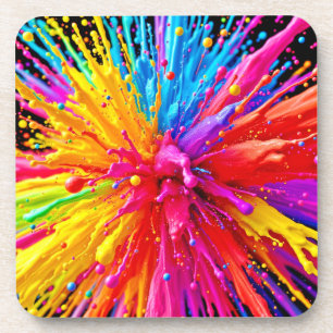 Vibrant Paint Burst Energy Coaster