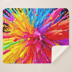 Vibrant Paint Burst Energy Sherpa Blanket