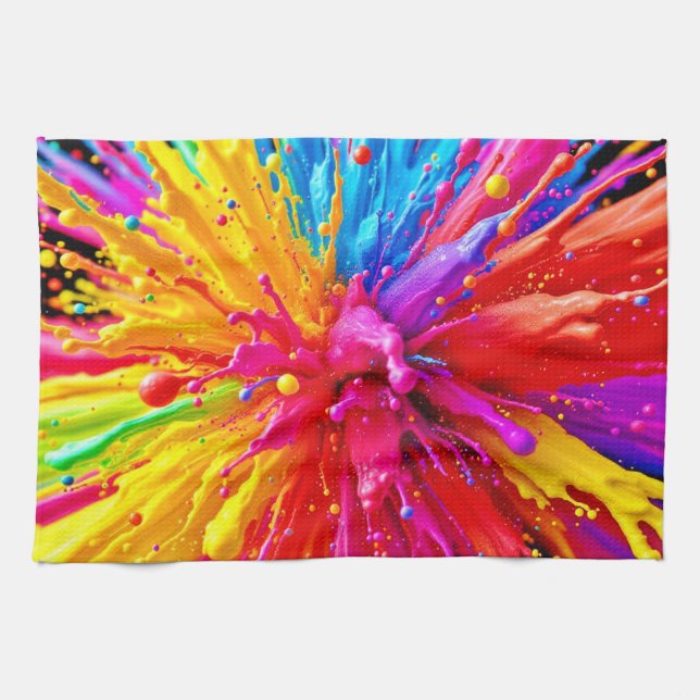 Vibrant Paint Burst Energy Tea Towel (Horizontal)