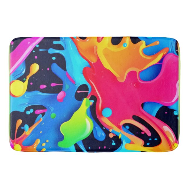 Vibrant Paint Party Design Bath Mat (Front)
