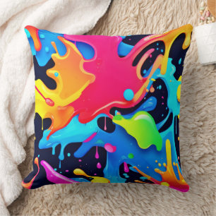 Vibrant Paint Party Design Cushion