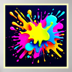 Vibrant Paint Splash Abstract Art Poster
