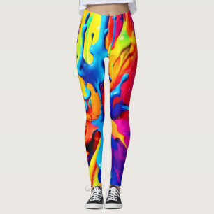 Vibrant Paint Splash Art in Bold Colours Leggings