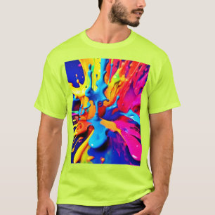 Vibrant Paint Splash Art in Bold Colours T-Shirt