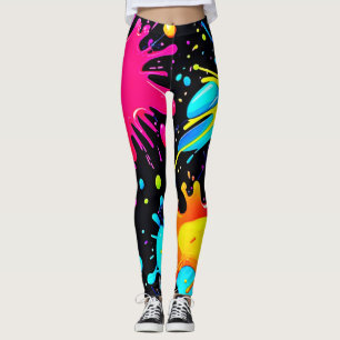 Vibrant Paint Splatter Art Burst Leggings