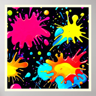 Vibrant Paint Splatter Artwork Burst Poster