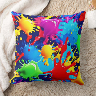 Vibrant Paint Splatters: A Bold Colours Statement Cushion