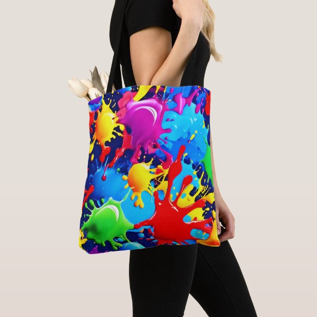 Vibrant Paint Splatters: A Bold Colours Statement Tote Bag (Close Up)