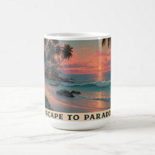 Vibrant Painterly Tropical Beach Sunset Coffee Mug