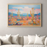 Vibrant Painting Cactus Desert Western Art Poster<br><div class="desc">Bring the spirit of the desert into your space with this vibrant cactus art poster. Featuring bold colours and Western charm,  it captures the rugged beauty of desert landscapes,  making it a striking addition to any room seeking a touch of the Wild West.</div>