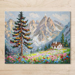 Vibrant Painting Mountain Wildflower Cabin Art<br><div class="desc">Piece together the beauty of nature with this vibrant jigsaw puzzle featuring a mountain cabin surrounded by wildflowers. Perfect for puzzle lovers,  this stunning artwork offers hours of fun and relaxation while capturing the serenity of the wilderness. Ideal for any nature enthusiast!</div>