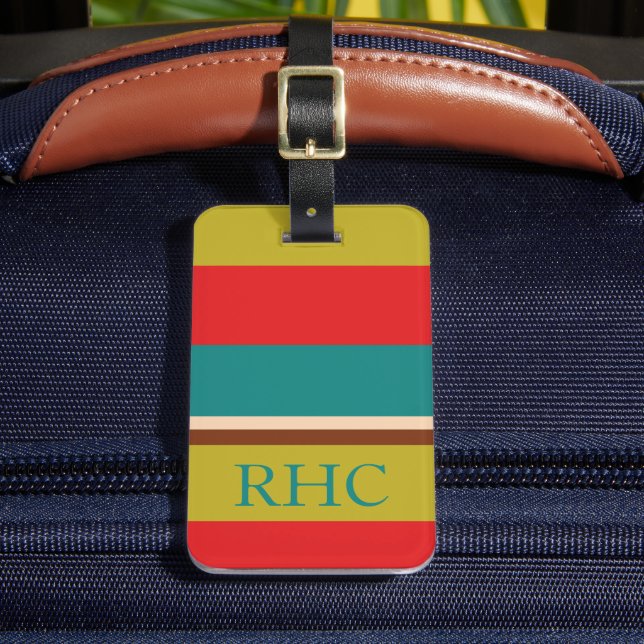 Vibrant Palette Stripe Monogram Luggage Tag (Front Insitu 2)