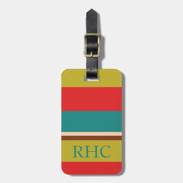Vibrant Palette Stripe Monogram Luggage Tag (Front Vertical)