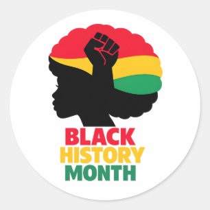 Vibrant Pan African Colors Afro Woman Silhouette  Classic Round Sticker