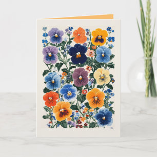 Vibrant Pansy Floral Illustration Invitation