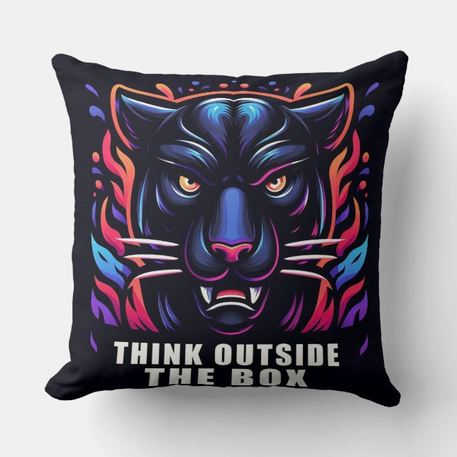 Vibrant Panther Artwork with Motivational Phrase Cushion (Front)