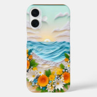 Vibrant Paper Craft Scene of Ocean Waves