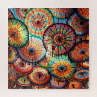 Vibrant Paper Umbrellas Jigsaw Puzzle
