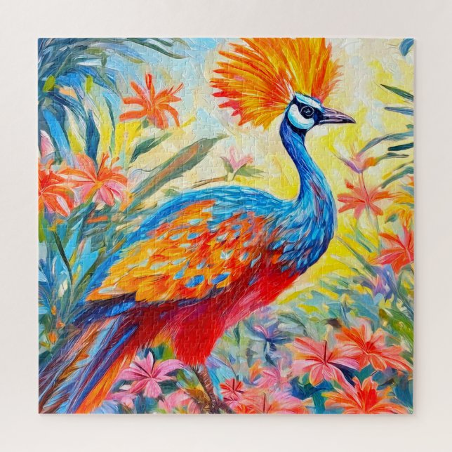 Vibrant Paradise Bird in a Lush Garden Jigsaw Puzzle (Vertical)