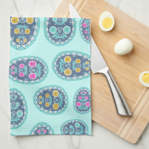 Vibrant Pastel Colors Pysanka Folk Art Eggs  Tea Towel