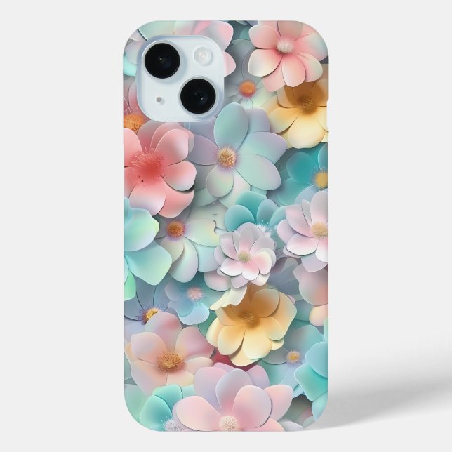 Vibrant Pastel Flower Bloom Pattern Phone Case (Back)