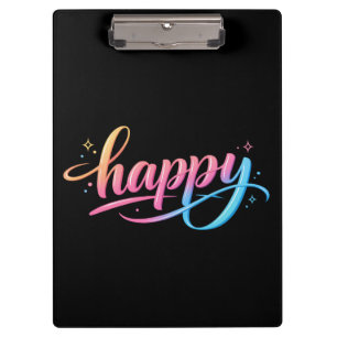 Vibrant Pastel Gradient HAPPY Typography - Modern  Clipboard